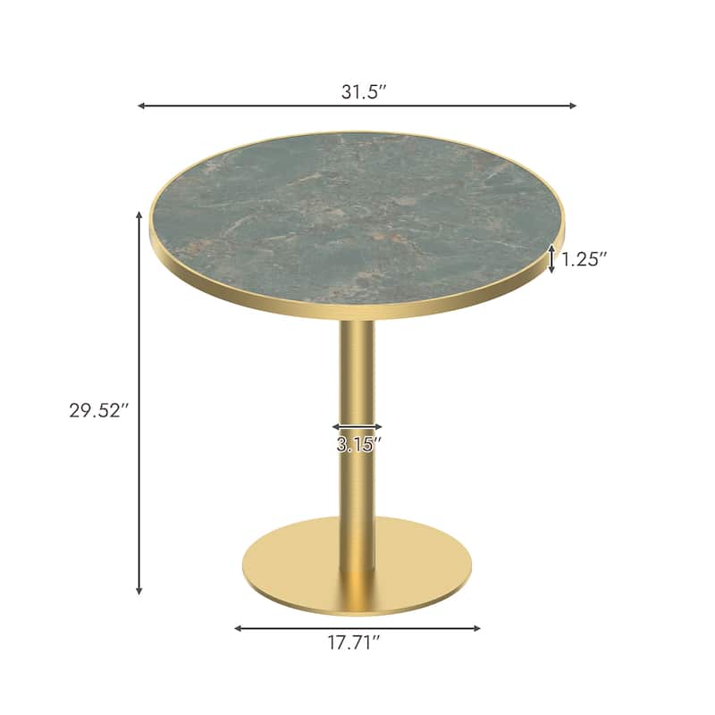 Square Modern Dinning Table 31.5 inches Bistro Table Tulip Table with Faux Marble top, Sturdy Metal Frame Diameter