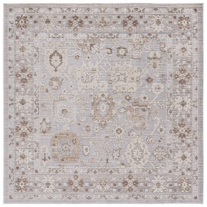 SAFAVIEH Miranda Jeannett Traditional Rug - 6'6" Square - Grey/Ivory Beige