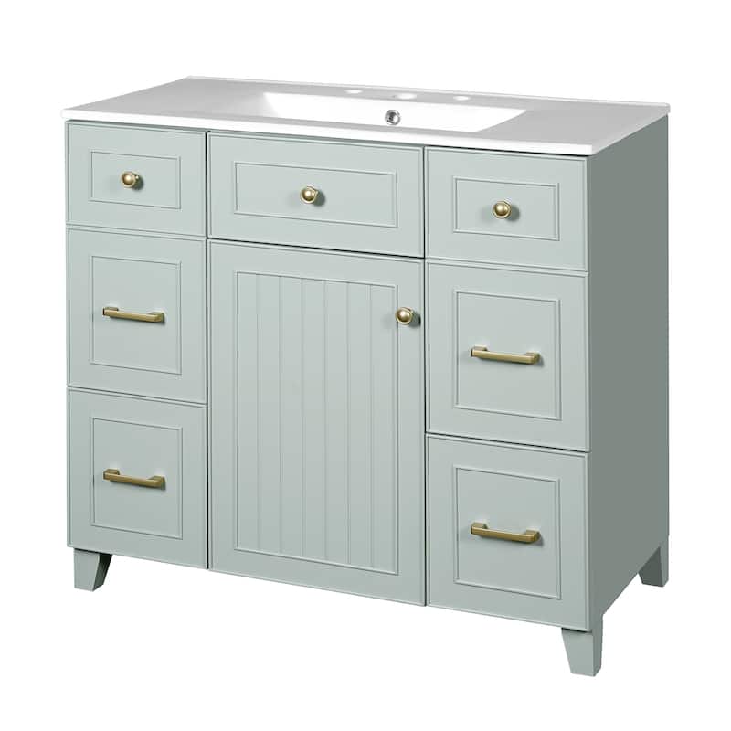 Bathroom Vanity with Sink, Bathroom Cabinet with Adjustable Shelf, Bathroom Storage Cabinet with 3 Drawers and 1 Door