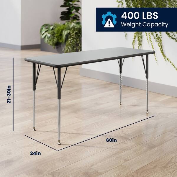 dimension image slide 0 of 6, Commercial Adjustable Height Rectangular Activity Table-Standard Legs