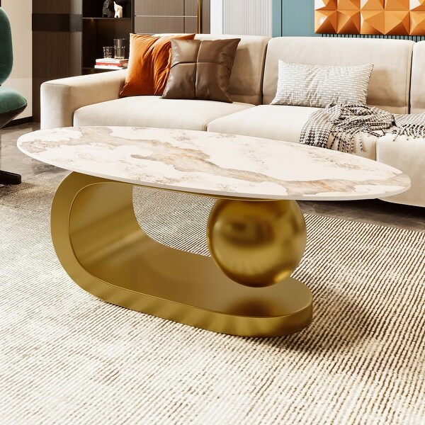 メーカー直売 - 人気ランキング Oval Design Unique Marble colored Gold With Table Coffee Top サイドテーブル・ナイトテーブル・ローテーブル