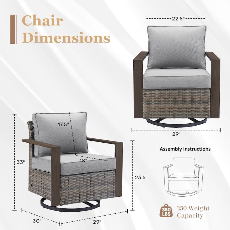 Gymojoy 360° Swivel Wicker Patio Glider Chairs