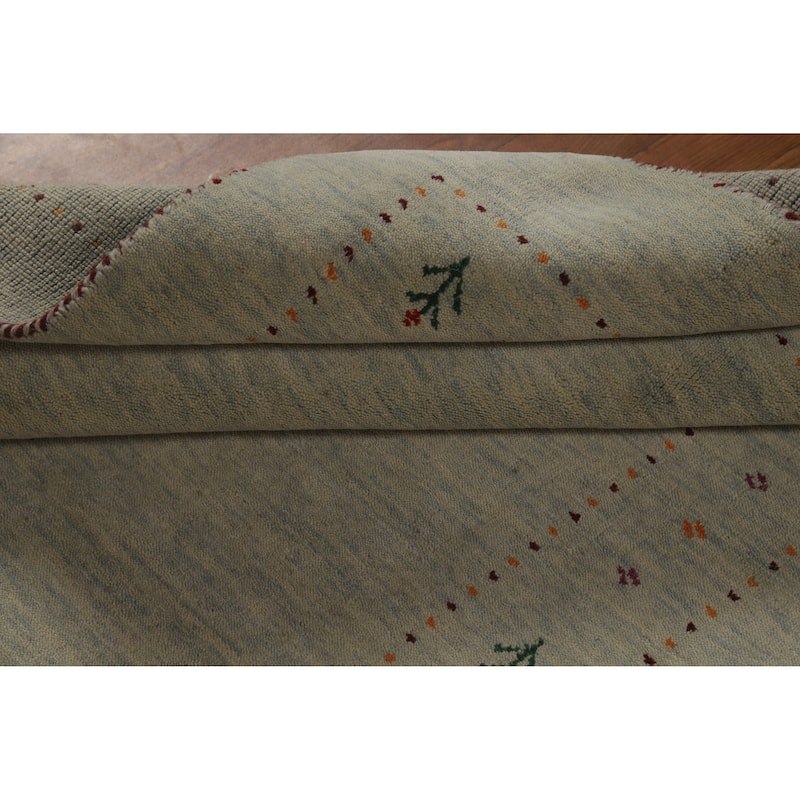 Hand Knotted Oriental 100% Wool Carpet Tribal Animal Pictorial Green Gabbeh Area Rug - 5' 10'' X 3' 11''