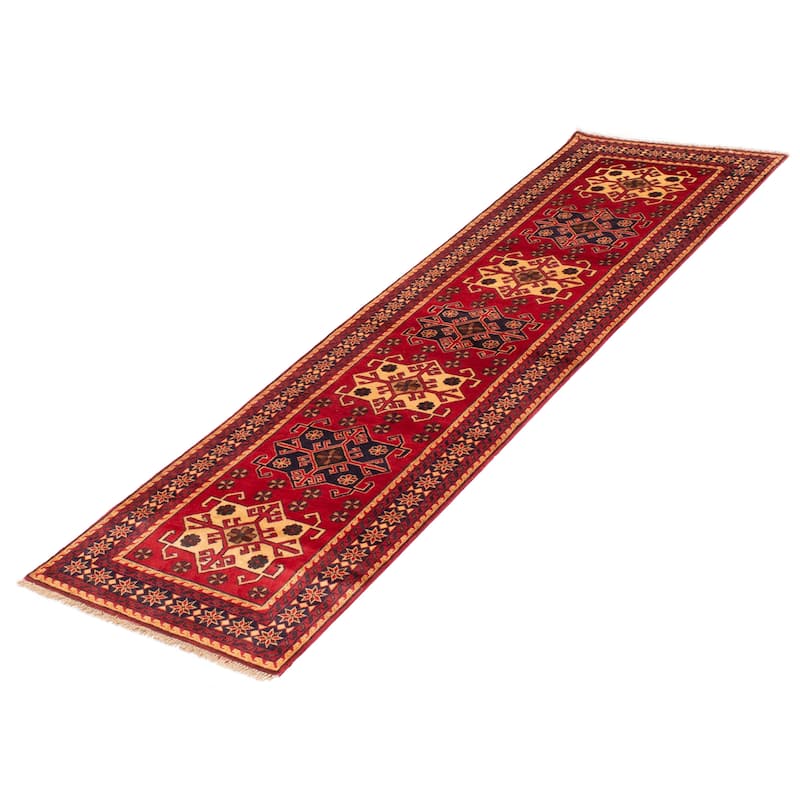 ECARPETGALLERY Hand-knotted Kargahi Red Wool Rug - 2'10 x 9'10