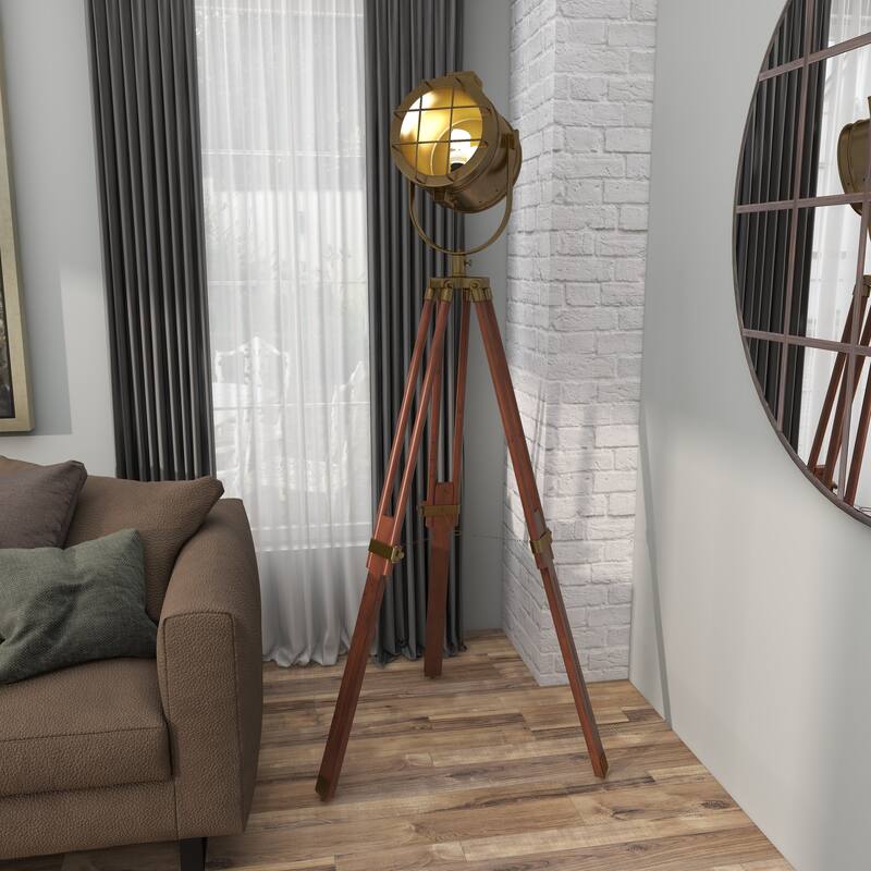 Brown Wood Spotlight Room Floor Lamp