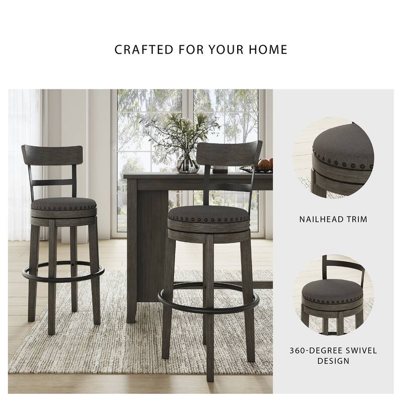 Signature Design by Ashley Caitbrook Gray Upholstered Swivel Barstool, Single