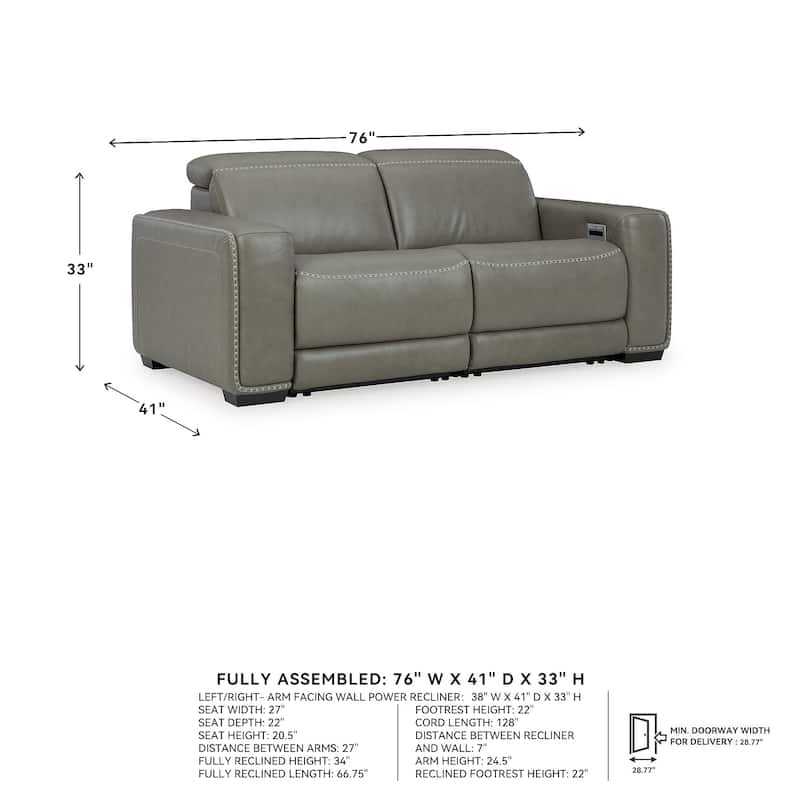 Signature Design by Ashley Correze Gray 2-Piece Power Reclining Loveseat - 76"W x 41"D x 33"H