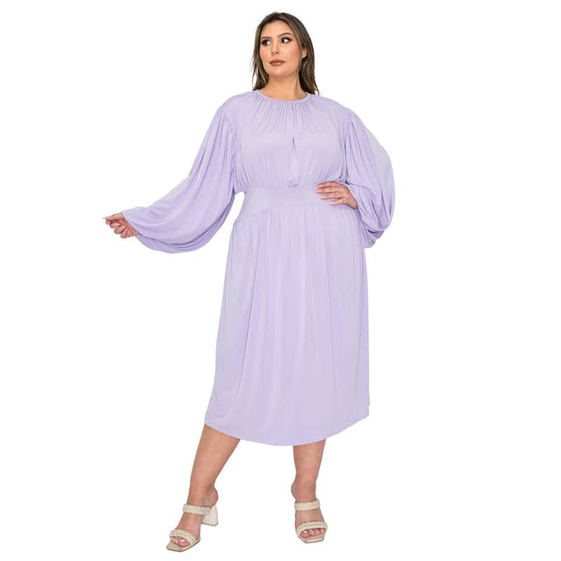 L I V D Women's Plus Size Audrey Ruched Midi Dress - Lilac - 3X