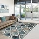 preview thumbnail 83 of 160, Superior Viking Contemporary Geometric Trellis Indoor Runner or Area Rug 4' X 6' - Deep Royal