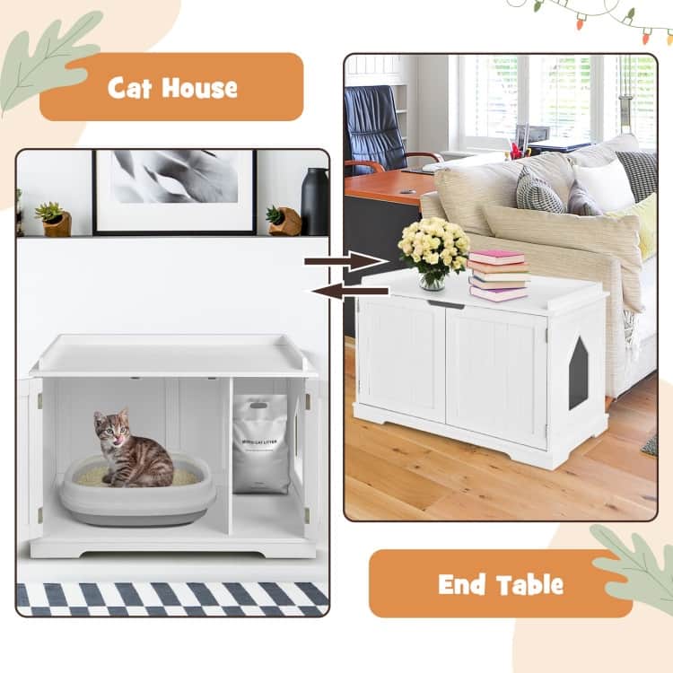 Multifunctional Cat House with Double Doors and Extra Countertop Space