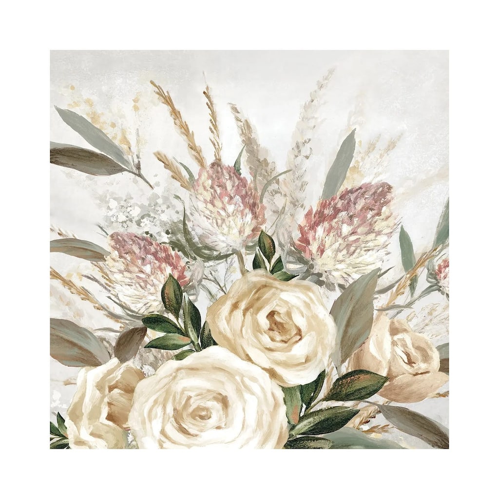 "Floral Harmony In Soft Hues" by PI Studio Canvas Print