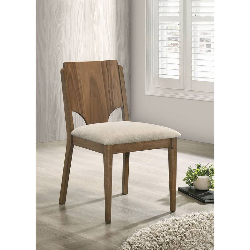 2pc Set Mid-Century Modern Wood Back Foam Padded Seat Wood Upholstery