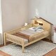 preview thumbnail 2 of 14, Twin Size Wood Platform Bed with House-shaped Headboard,LED & Storage