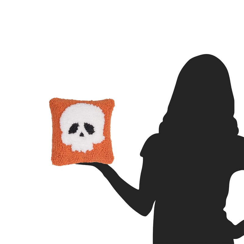 Mini Skull Hooked Pillow