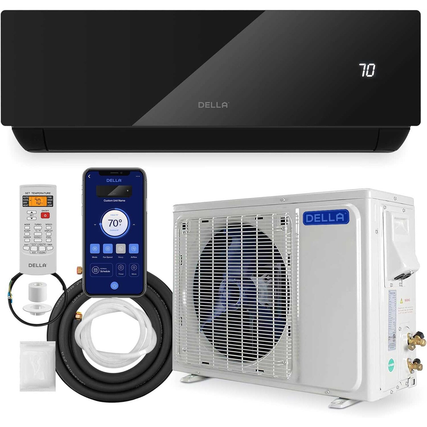 DELLA 9000 BTU Wifi Enabled Mini Split 19 SEER2, 115V (JA Series) On