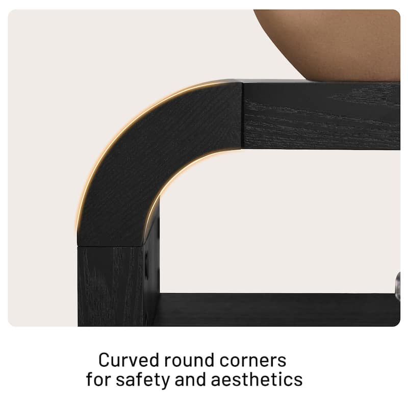 59.4" 2-Tier Curved Long Console Table with Solid Wood Veneer - 59.45"L x 13.78"W x 32.87"H