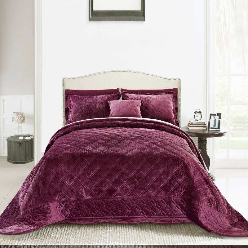 Serenta Supersoft Microplush Quilted 4 Pieces Bedspread Coverlet Set