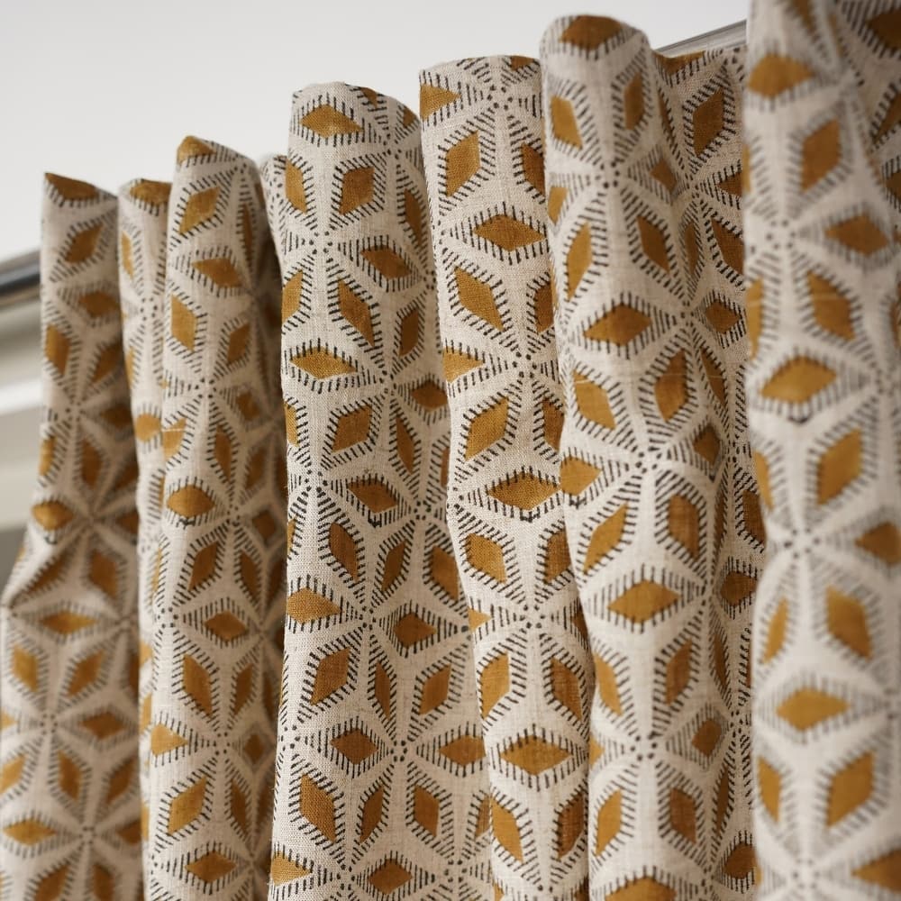 Fabdivine Handmade Floral Block Print Window or Door Room Décor Viscose Linen Curtain