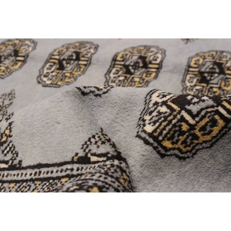 Finest Peshawar Bokhara Grey Rug 5'6" x 7'11" - 5'6 x 7'11