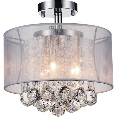 Radiant 3 Light 12in Chrome Drum Shade Flush Mount with White Shade