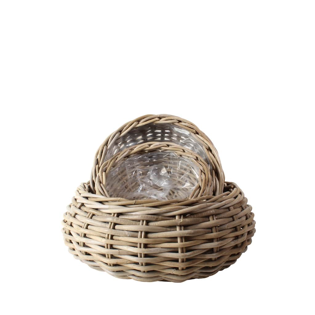 Round Rattan Storage Floral Basket - 20" - Set of 3