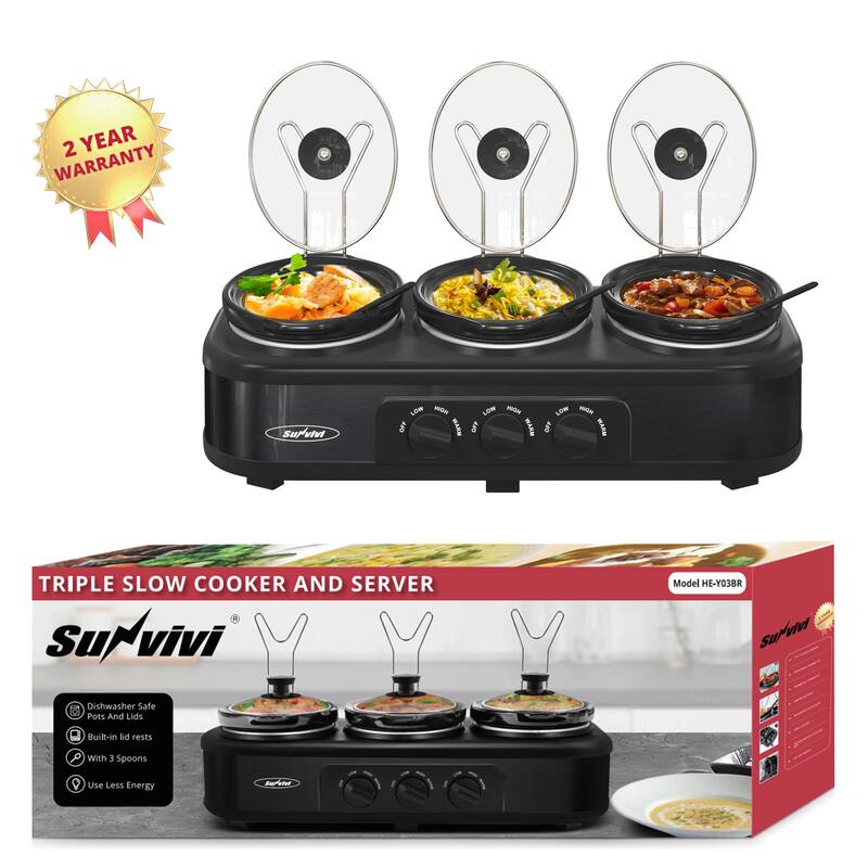 Royalcraft Triple Slow Cooker Stainless Steel