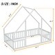 preview thumbnail 21 of 25, Twin Size Wood House-Shaped Floor Bed with Fence and Guardrails, Grey