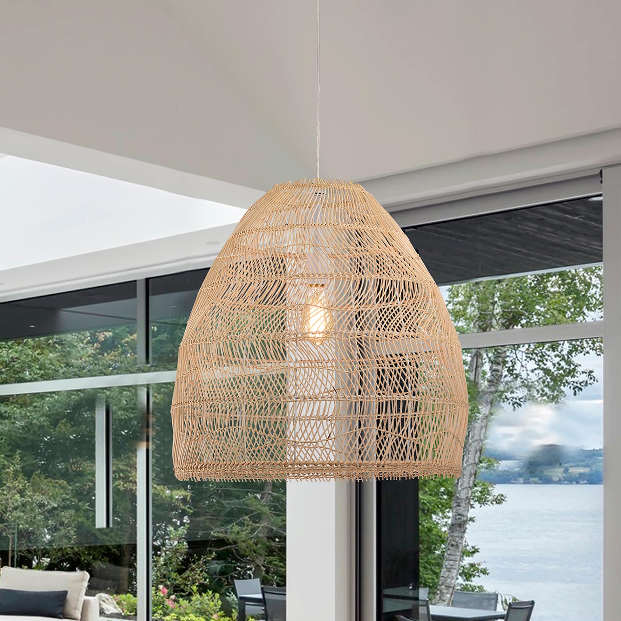 Rattan pendant light freedom cheap