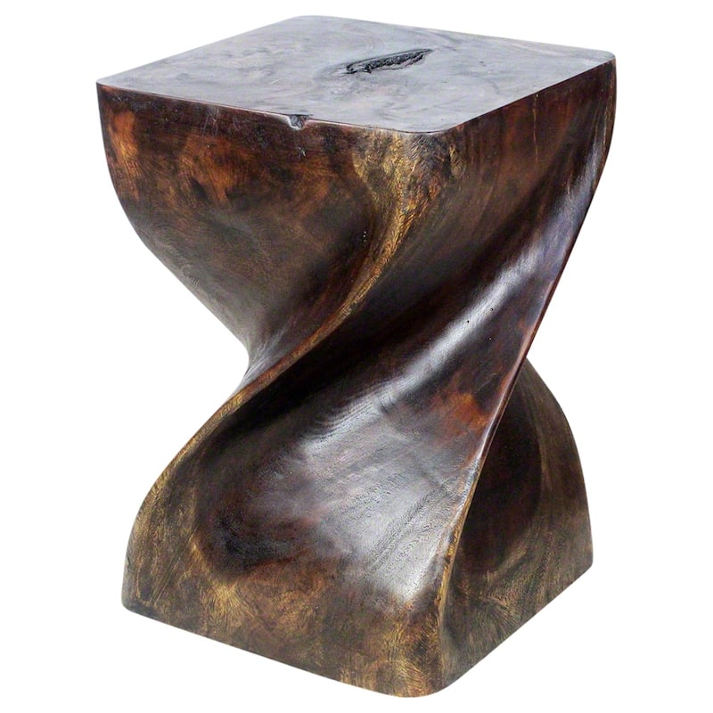 Haussmann® Big Twist Wood Stool Table 14 in SQ x 20 in H Mocha Oil - 14" x 14" x 20"
