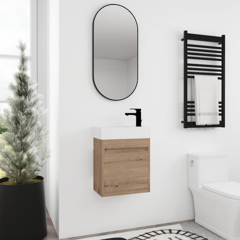 BNK 16/18 Inch Single Sink Bathroom Vanity with Soft Close Door