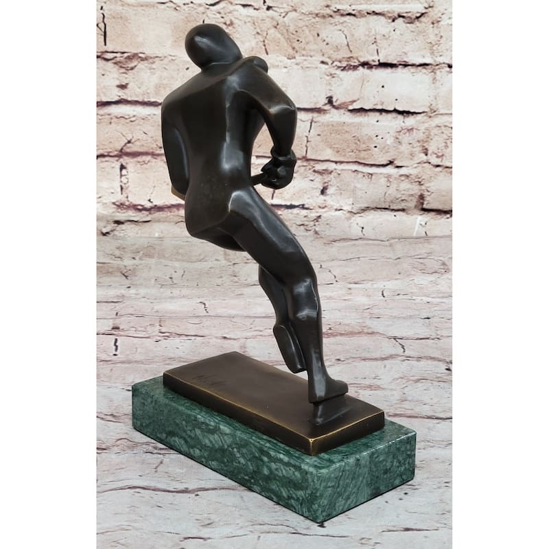 Bronze Metal Hockey Player Trophy Sculpture Statue Figurine On Marble Base