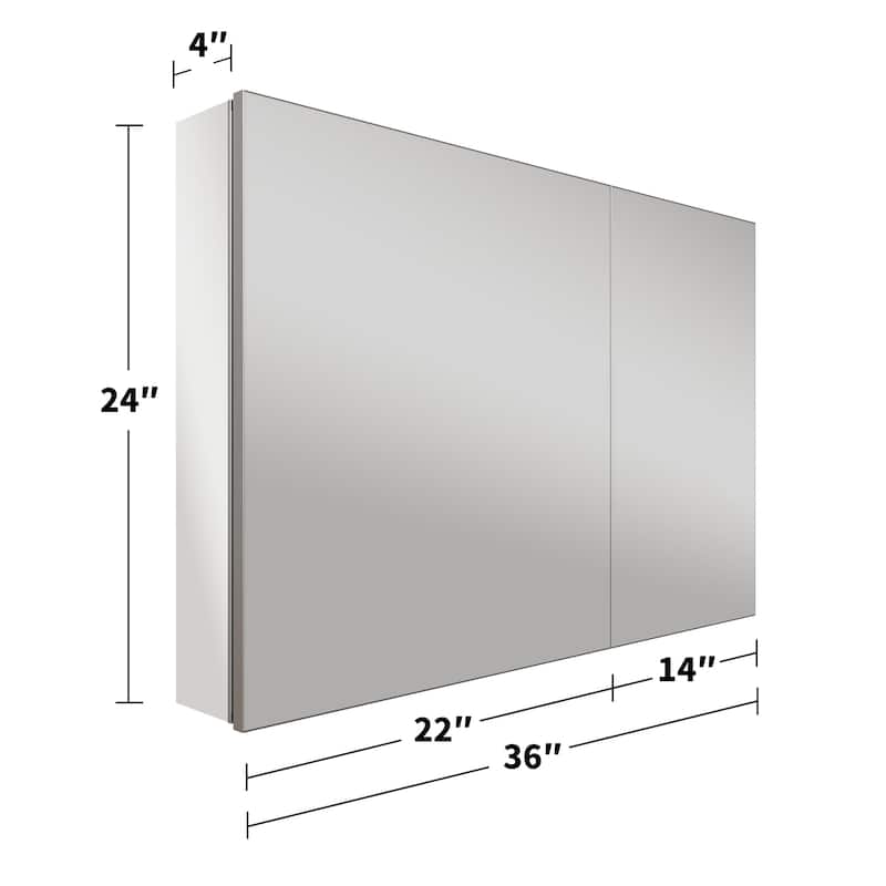 Modland 30"-36"W x 24"H Double Door Bathroom Medicine Cabinet with Mirror,Aluminum Frame