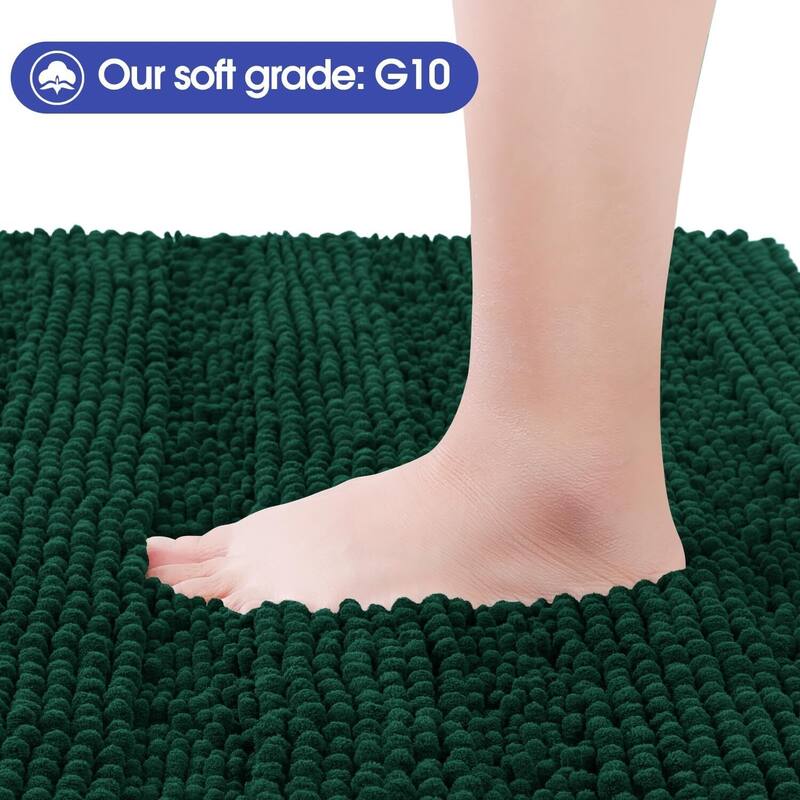 Ultra Soft Striped Non Slip Chenille Bathroom Rug Set 3 Pieces