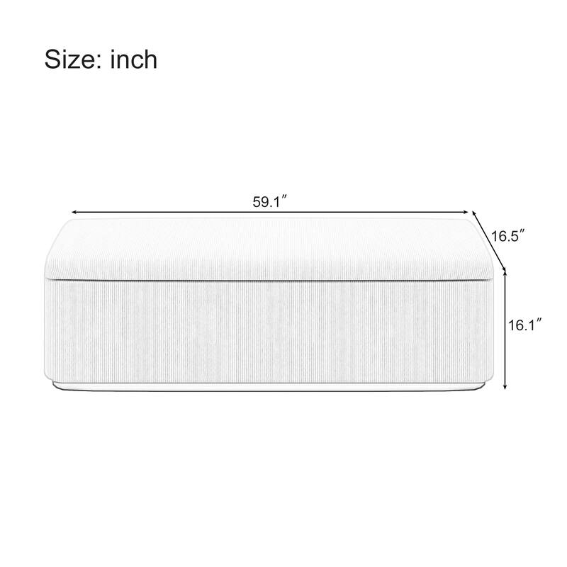 Vertical Stripe Wingback Bed Corduroy Upholstered Bed Frame with High Headboard, Low Profile Platform Bed Light Grey Frame Bed