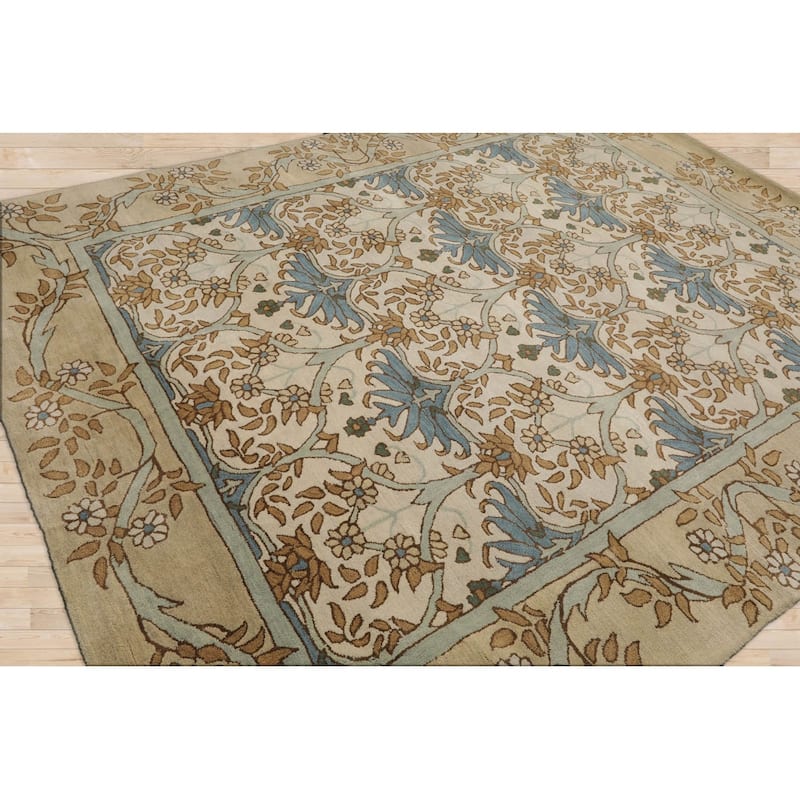 Hand Tufted 100% Wool Arts & Crafts William Morris Beige Area Rug