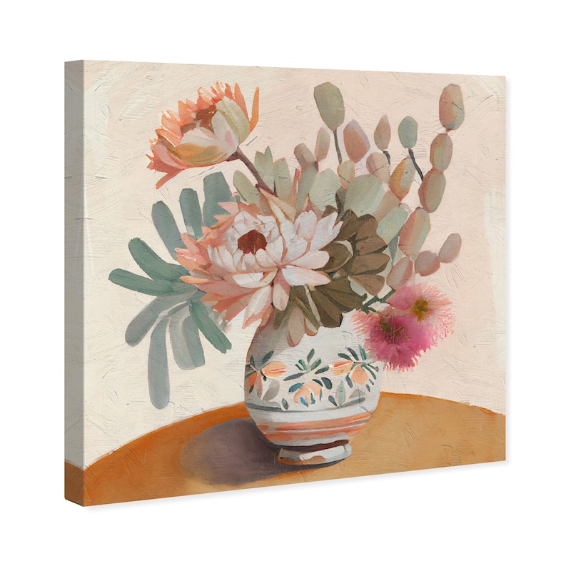 Wynwood Studio Canvas Floral and Botanical Cactus Floral Vase II Pink and Light Pink Traditional Wall Art Canvas Print