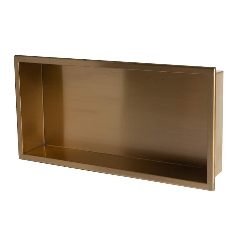 ALFI brand 24" x 12" Brushed Gold PVD Stainless Steel Horizontal Single Shelf Shower Niche