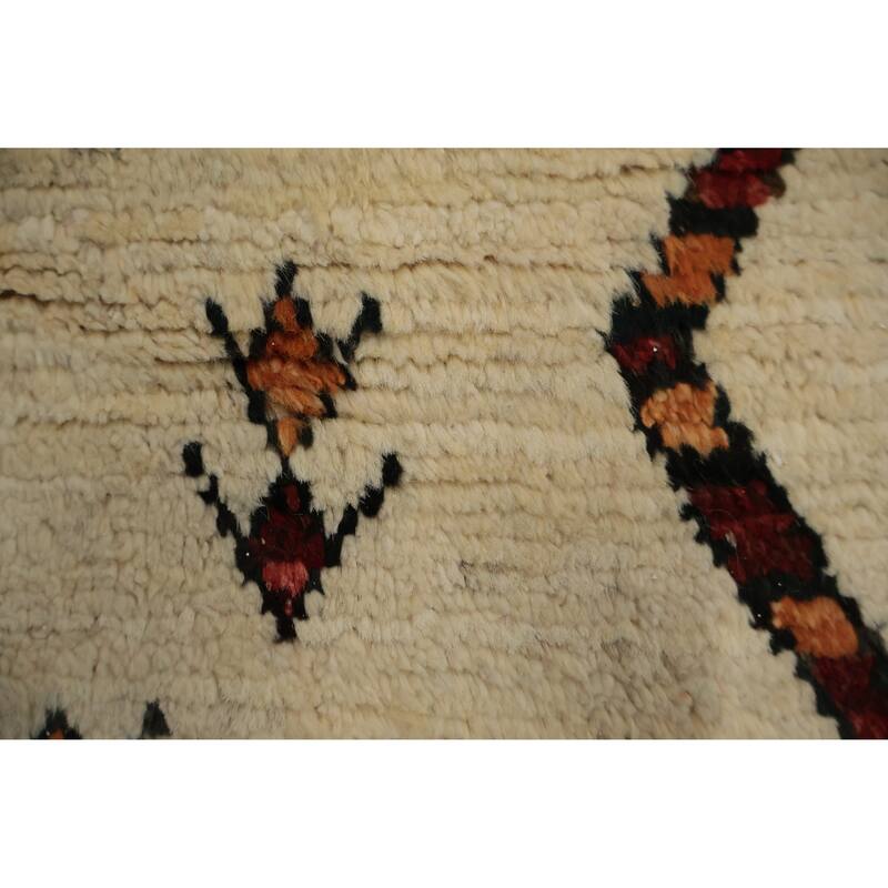 Hand Knotted Oriental 100% Wool Carpet Modern Tribal Beige & Ivories Moroccan Area Rug - 10' 0'' X 6' 4''