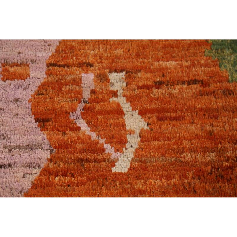 Orange Moroccan Area Rug Hand-Knotted Oriental Wool Carpet - 6'7" x 9'9"