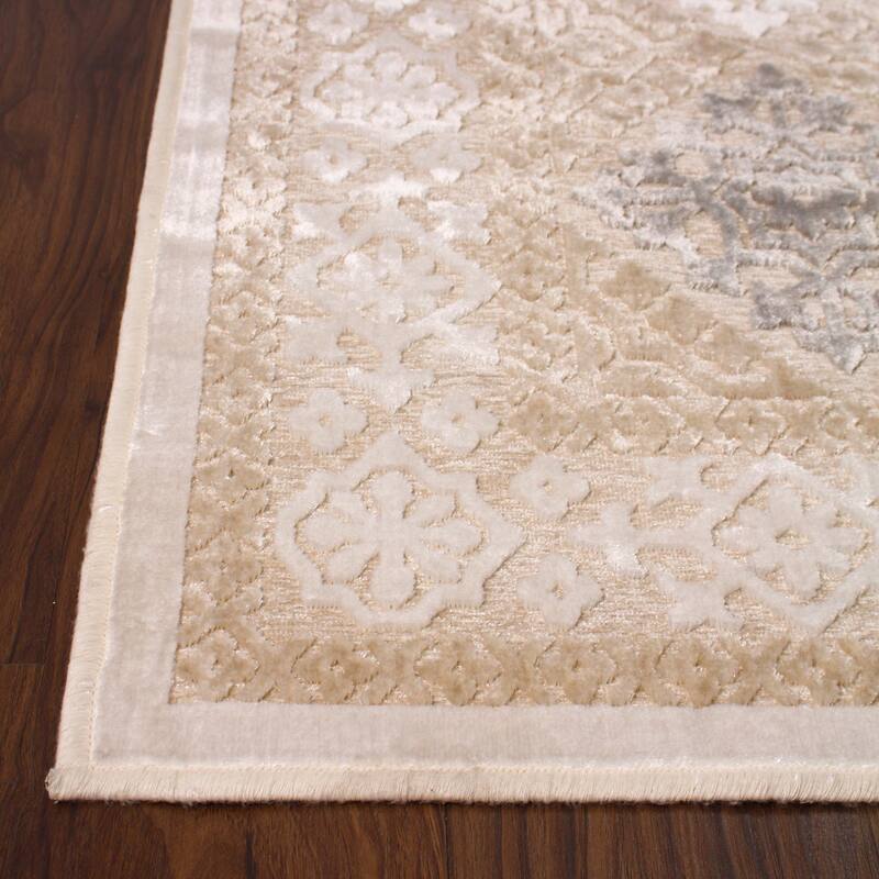 Superior Floral Medallion Sculpted High-Low Pile Polyester Area Rug