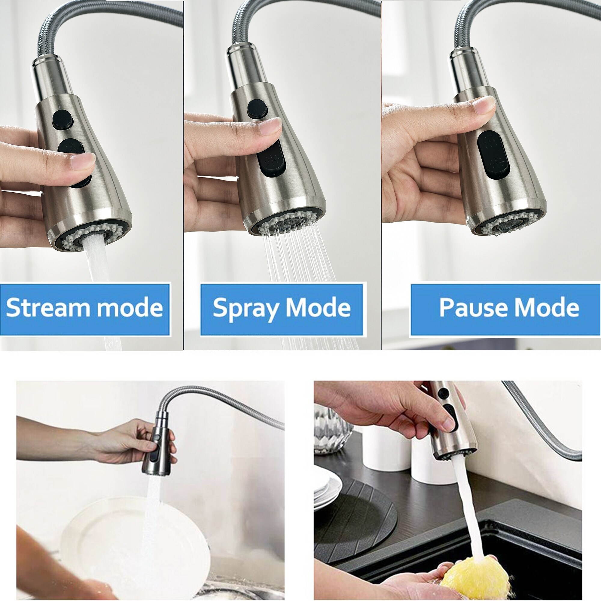 AITINKAN Pull Down Single Handle Kitchen Sink Faucet with 3 Spray Mode