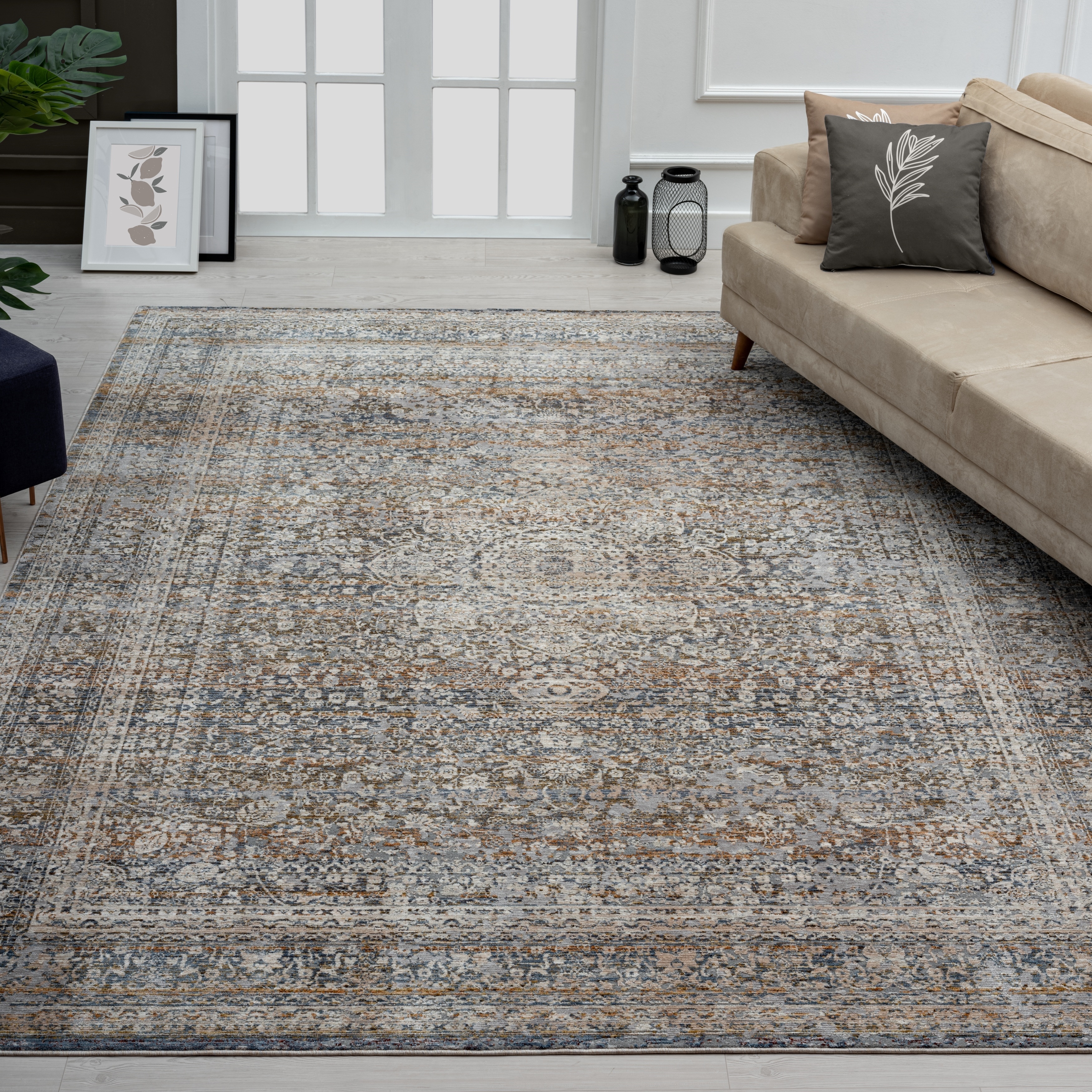 KALATY Camilla Vintage Blues/Rust Area Rug