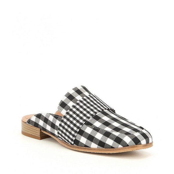 Shop Free People Womens At Ease Fabric Square Toe Mules Overstock 28077733 Medium Black And White Combo 5 5