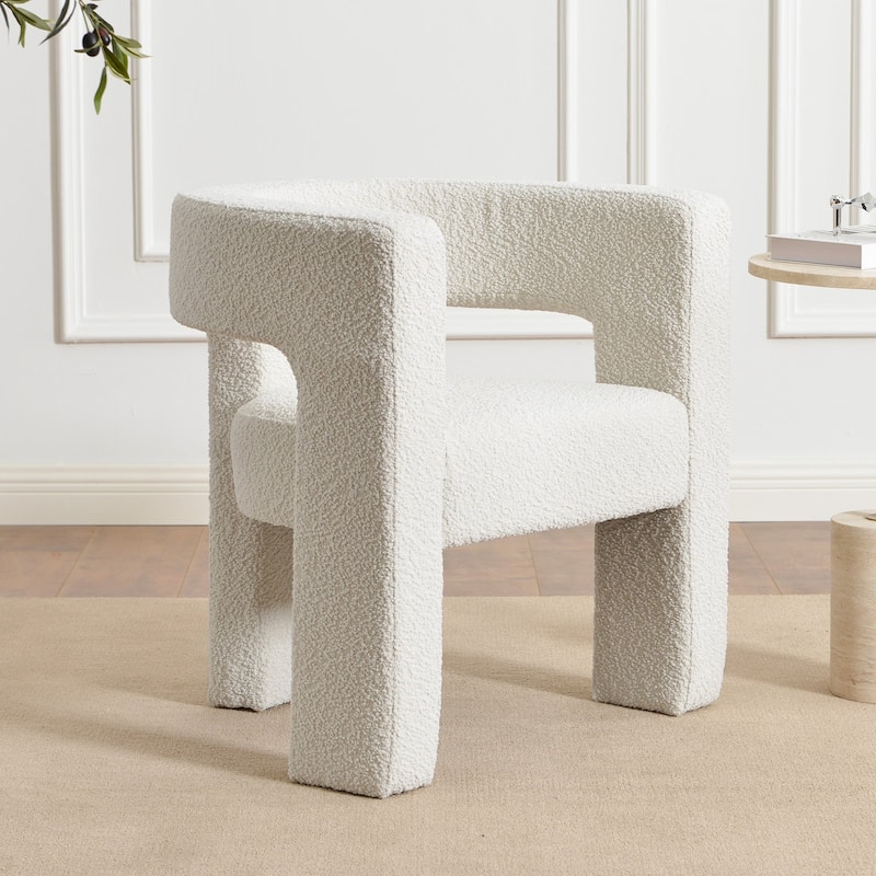 KINWELL 28" Wide Boucle Upholstered Square Armchair