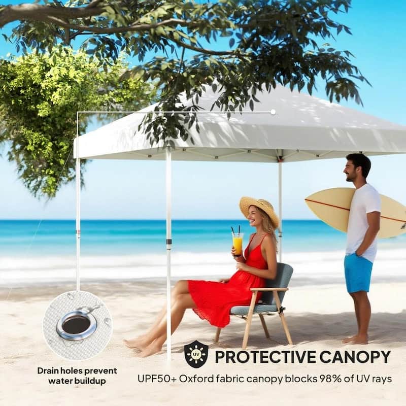 10x 10 ft Party Tent w/Sidewall with Height Adjustable Instant Sun Shelter w/Storage Pockets
