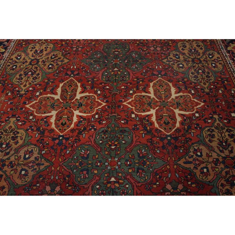 Hand Knotted Oriental 100% Wool Carpet Traditional Floral Oranges & Rust Bakhtiari Area Rug - 11' 9'' X 9' 4''