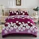 3-Piece Floral Printed Sherpa-Backing Reversible Comforter Set