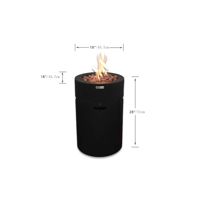 Modeno Lava Tube 40,000 BTU Concrete Propane Column Fire Pit with Lava Rocks & Cover