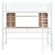 preview thumbnail 34 of 40, Modern Metal Frame Loft Bed with Desk and Shelf, Side Ladder