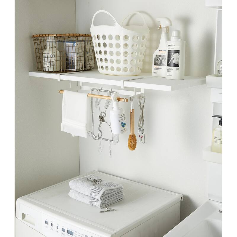 Yamazaki Home Undershelf Hanger, Steel and Wood, Up To 1" Shelf, Holds 6.6 lbs - L 6.5 x W 16.54 x H 3.94 inches